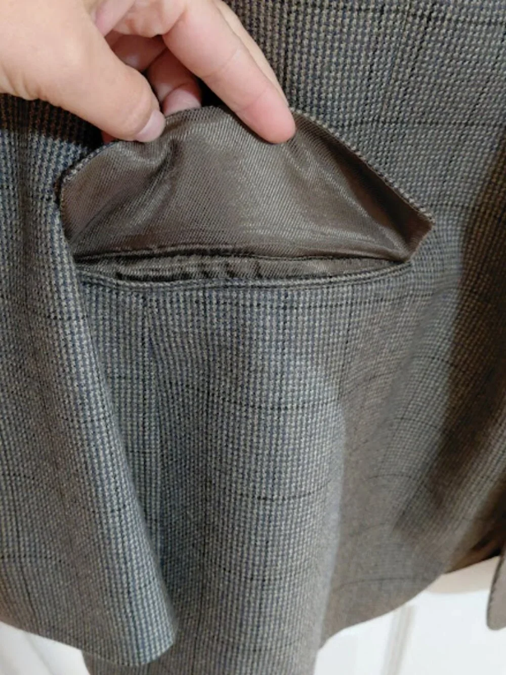 Vintage Oscar de la Renta Fine Plaid Brown/Taupe Lambswool & Cashmere Blazer 46L